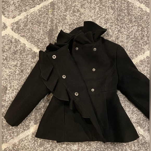 NWT Black Rothschild Ruffle Coat - Picture 2 of 6
